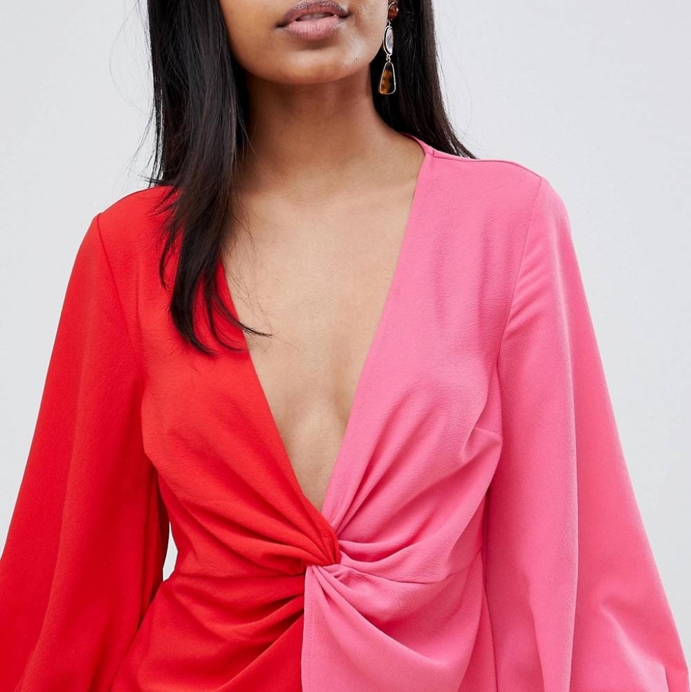 Asos Design Twist Front Color Block Long Sleeve T… - image 3